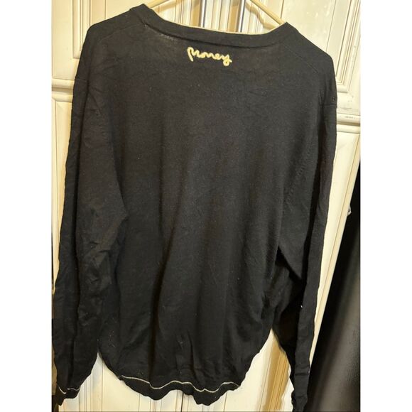 Money Men's Crest Logo V-Neck Button Front Cardigan Sweater Black Size XXL - Picture 9 of 12